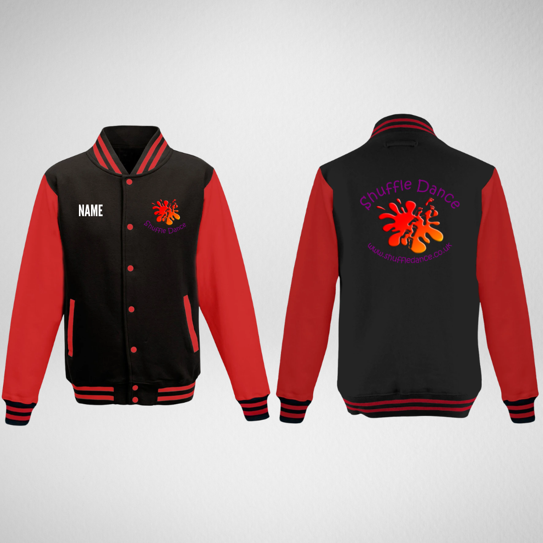 Shuffle Dance Black.Red Varsity Jacket