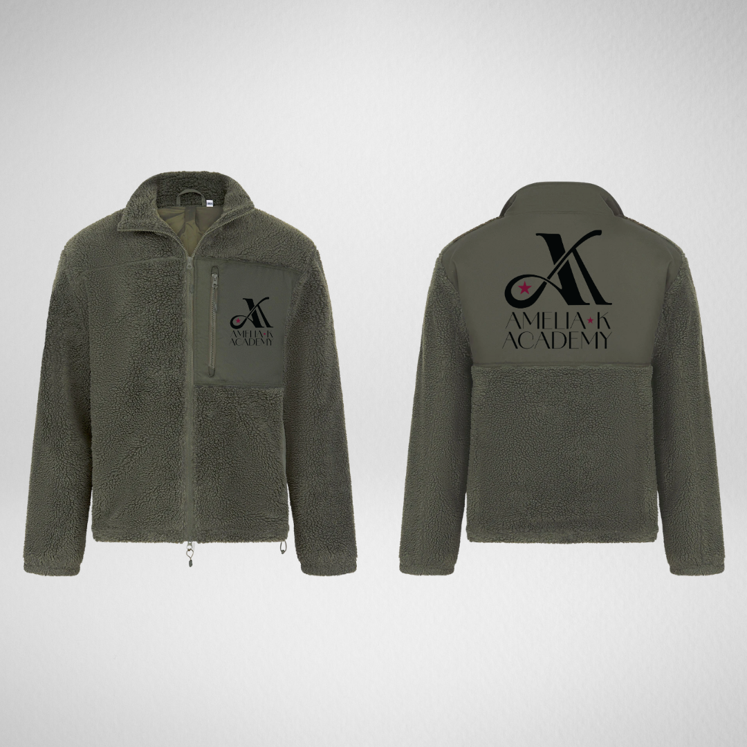 Amelia K Academy Khaki Sherpa Fleece Jacket