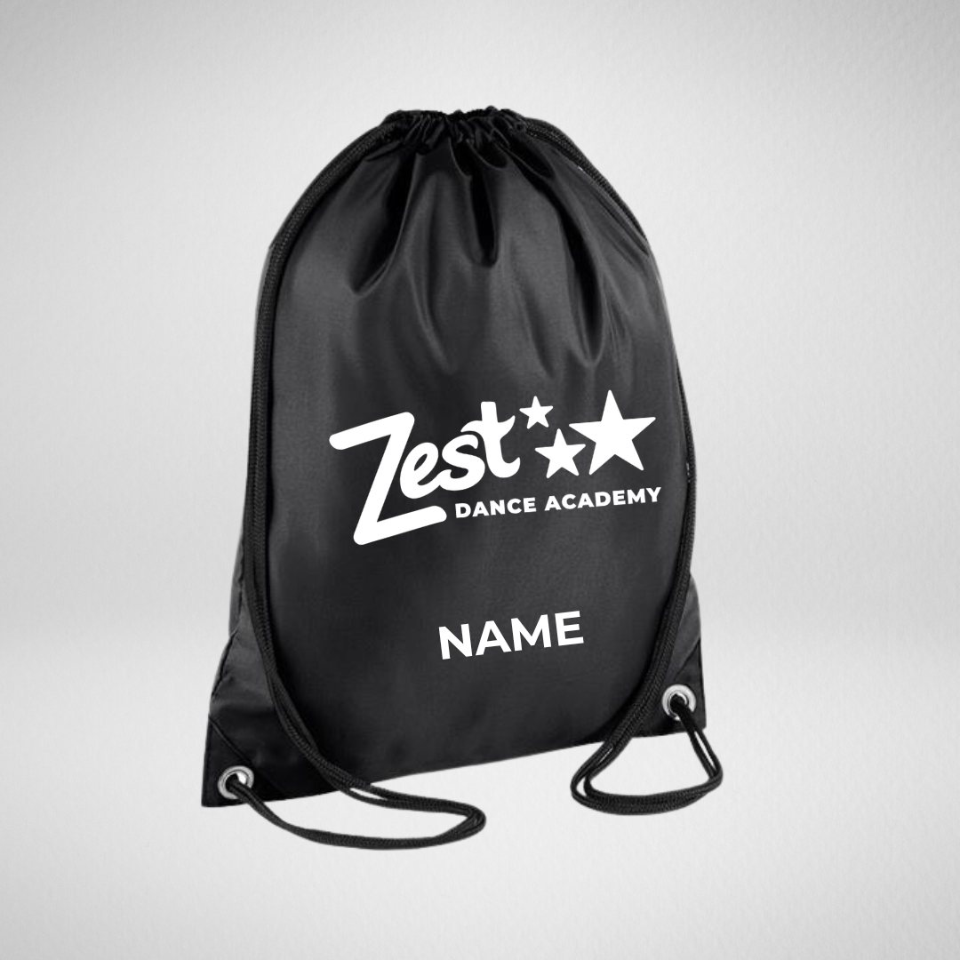 Zest Dance Academy Black Drawstring Bag