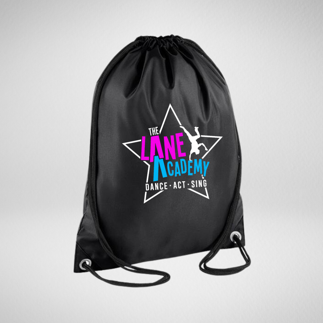 The Lane Academy Black Drawstring Bag