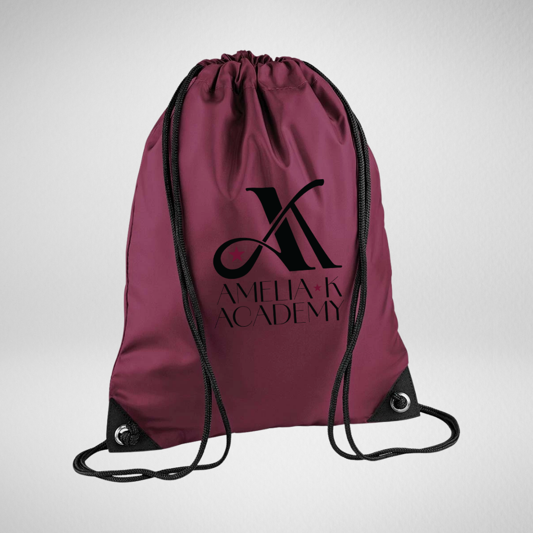 Amelia K Academy Burgundy Drawstring Bag