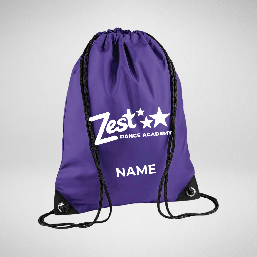 Zest Dance Academy Purple Drawstring Bag