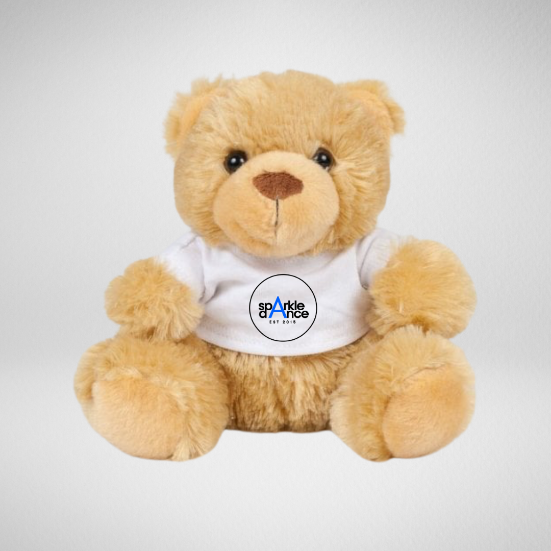 Sparkle Dance Studios Brown Teddy in White T-Shirt Blue