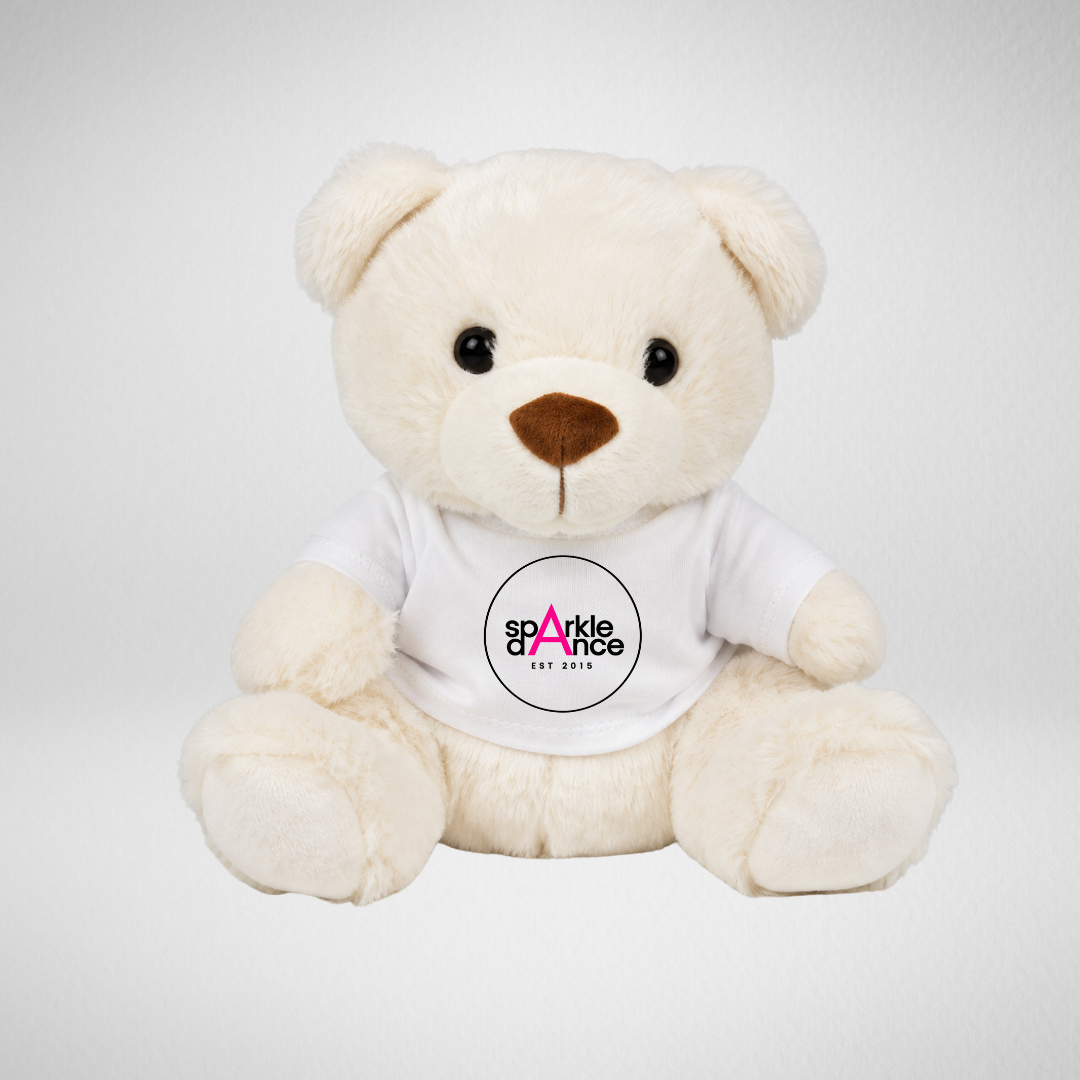 Sparkle Dance Studios Cream Teddy in White T-Shirt Pink