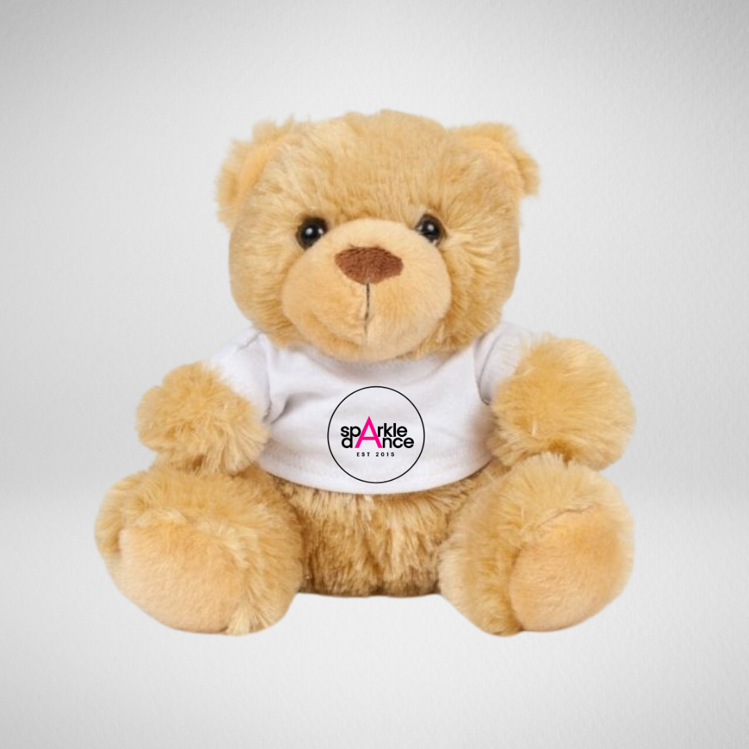 Sparkle Dance Studios Brown Teddy in White T-Shirt Pink
