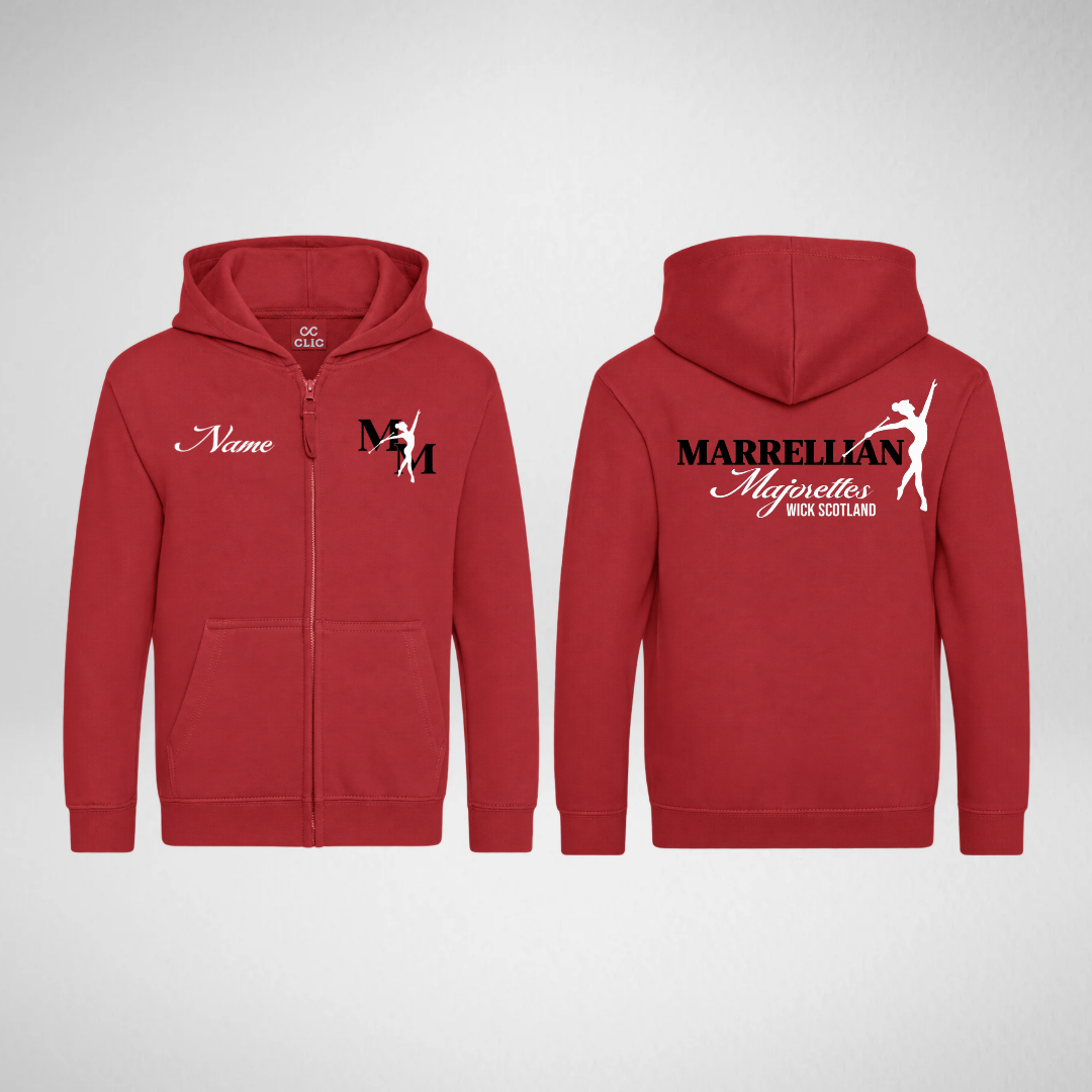 Marrellian Majorettes Fire Red Zipped Hoodie
