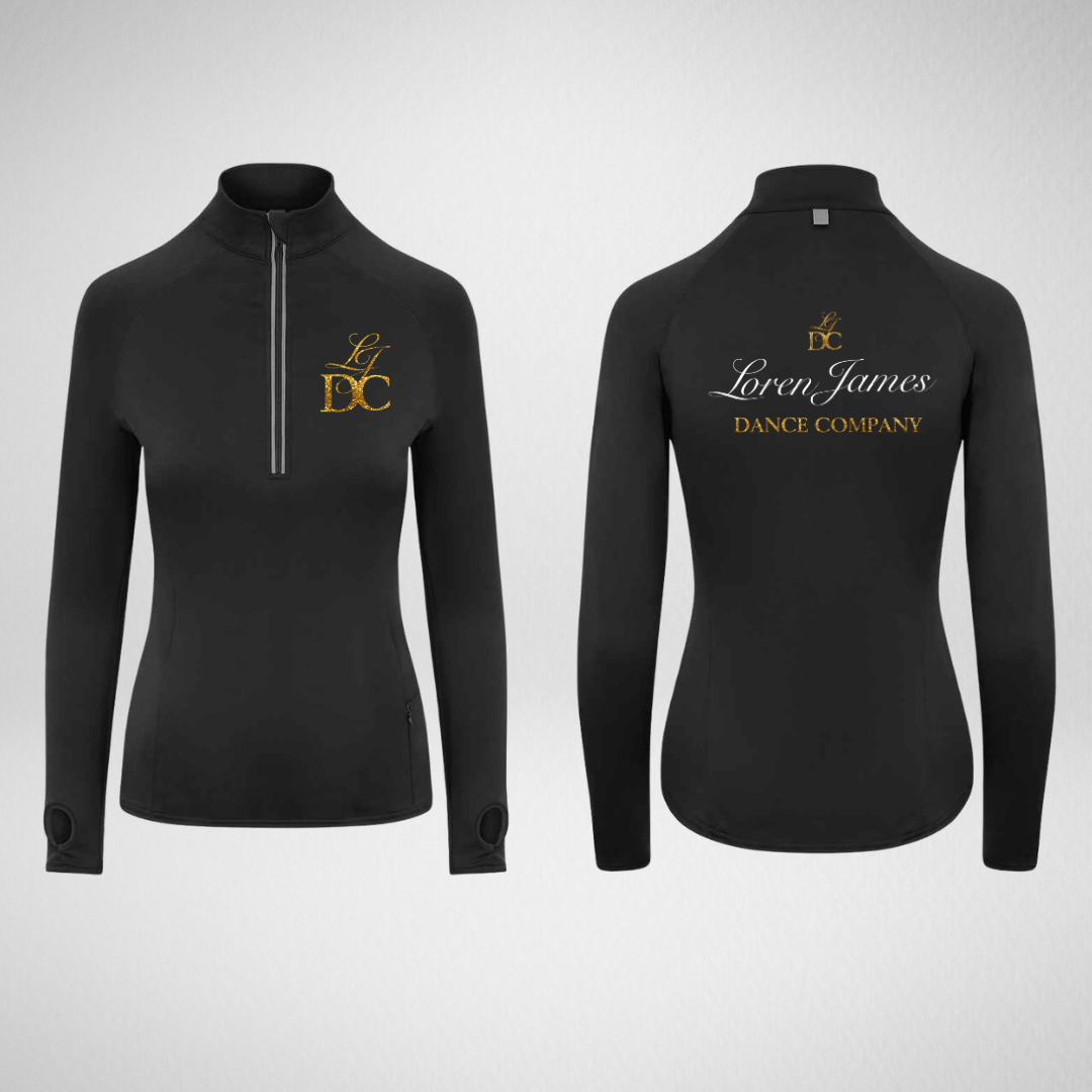 Loren James Dance Company Stretch 1/4 Zip Top
