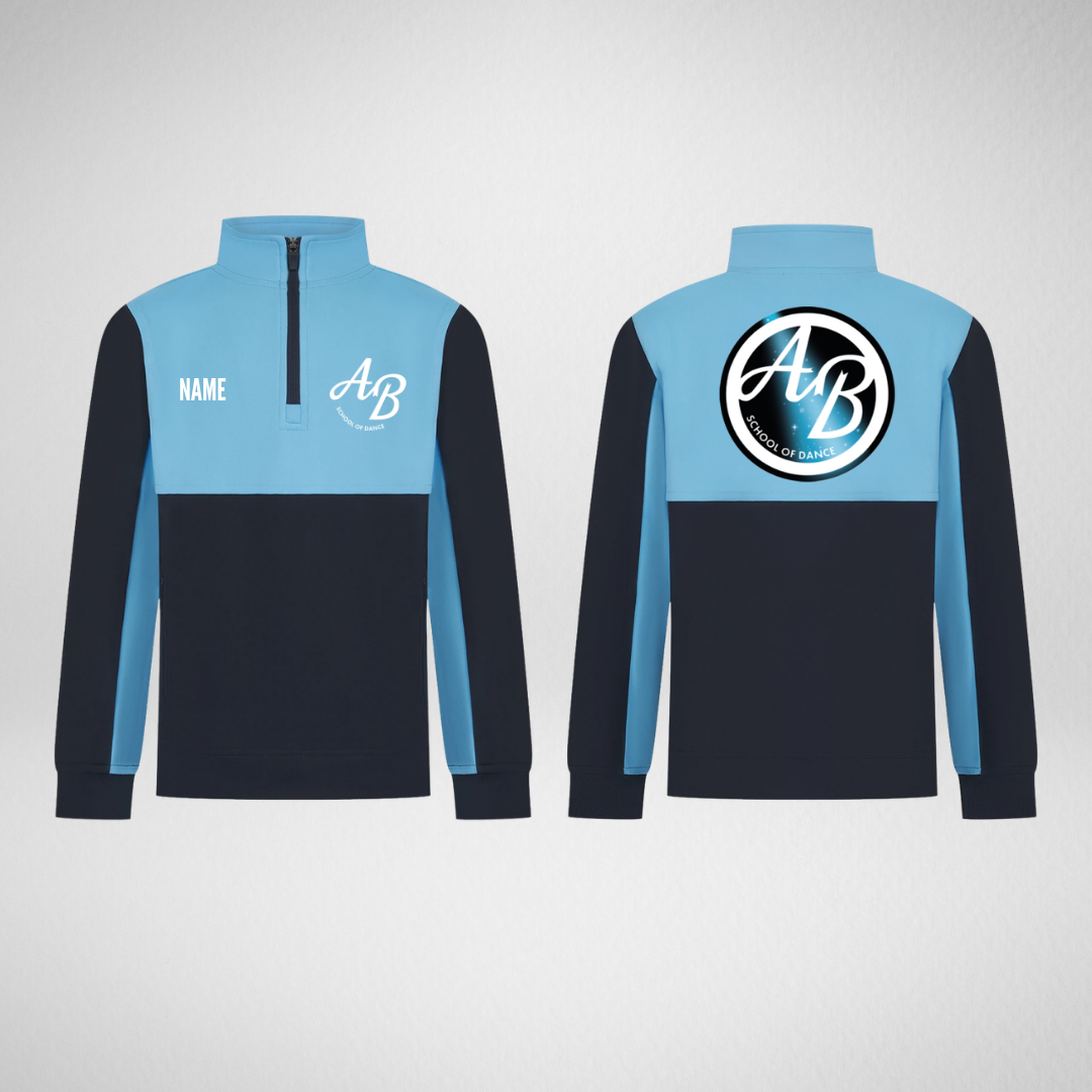 AB School of Dance 1/4 Zip Team Sweatshirt Navy/Sky