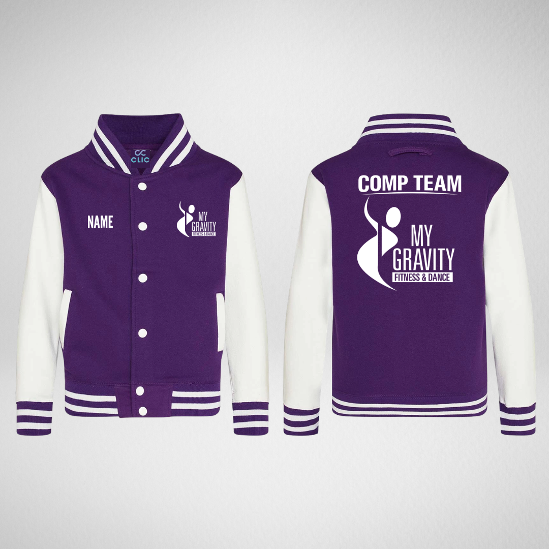 My Gravity Aerial & Dance Academy COMP TEAM Purple Varsity Jacket