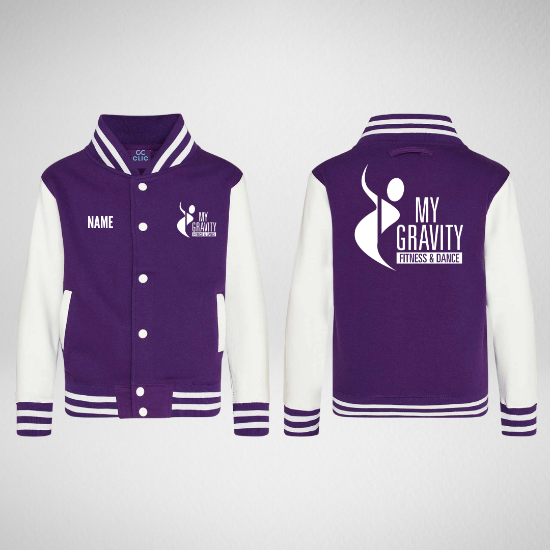 My Gravity Aerial & Dance Academy Purple Varsity Jacket