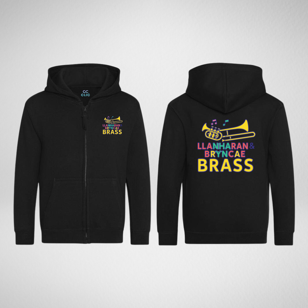 Llanharan & Bryncae Brass Zipped Hoodie