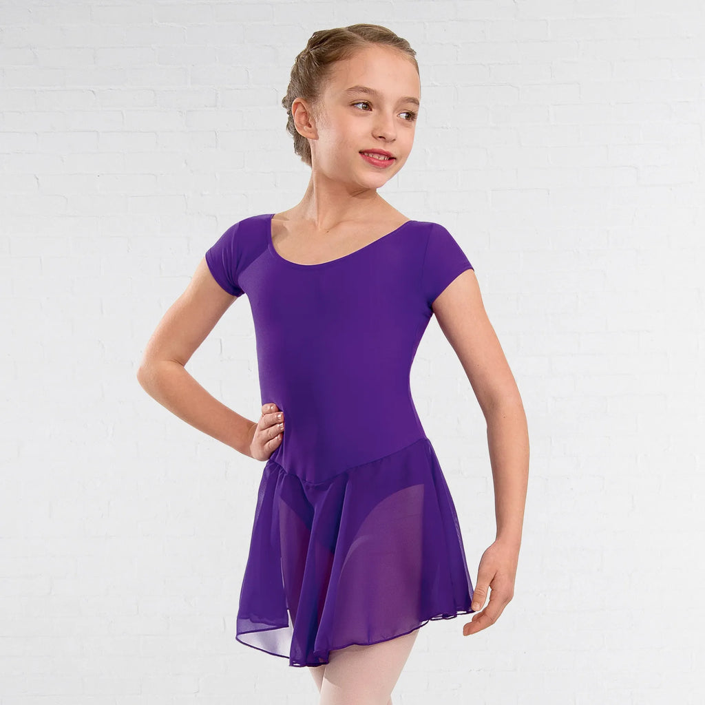 Purple Lane Performance Academy Violet Milly Voile Skirted Cap Sleeve Leotard
