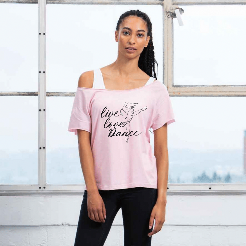 Live Love Dance Off Shoulder Tee